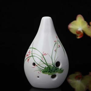 Ocarina en céramique de porcelaine à 6 trous, forme poire, peinte à la main, style encre chinoise, glaçure craquelée fumée, pour débutant, vente en gros - Product Image 2