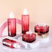 Ensemble d'emballages de soins de la peau personnalisés de luxe, flacon de lotion en verre de 30 ml et 90 ml avec pompe et pot à crème avec couvercle, conteneur cosmétique OEM