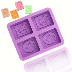 Moule en silicone écologique à 4 cavités en forme de tulipe pour gâteaux, savons, résine époxy, bougies, fabrication artisanale DIY OEM/ODM - Product Image 1