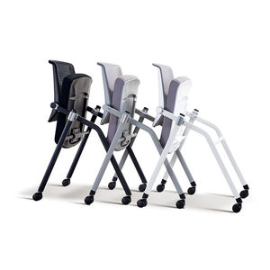 Chaise de bureau moderne confortable en maille pliable et empilable pour les conférences, la formation et les salles de classe avec accoudoirs - Product Image 1