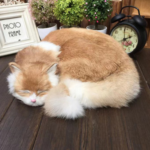 Statua del gatto addormentato realistico di 30CM-decorazione per la casa fatta a mano in pelliccia artificiale per la stanza, regalo per gli amanti dei gatti - Product Image 1