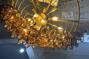 Lustre en cristal de verre fumé moderne pour la décoration intérieure de la chambre à coucher Plafonniers <span class=keywords><strong>Benini</strong></span> avec éclairage décoratif rond Tailles moyennes - Product Image 2