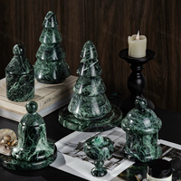Ensemble d'accessoires de salle de bain en marbre vert de luxe, distributeur de savon en pierre naturelle, boîte à mouchoirs, bougie pour la maison, l'hôtel, la salle de bain