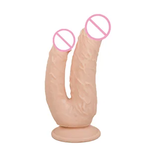 Masturbation féminine sexe anal fournitures simulation taille du pénis pénis double tête avec ventouse
