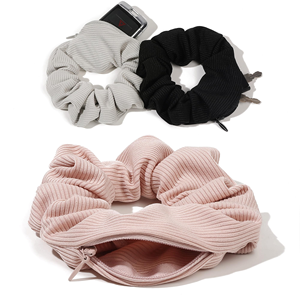 Nuevas Scrunchies de Terciopelo con Cremallera de Color Sólido para Mujer, Diademas Creativas con Bolsillo y Cremallera - Product Image 4