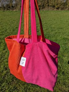 Bolso de mano de pana de Color contrastante de 20 pulgadas, bolso de hombro portátil de moda de gran capacidad, etiqueta para compras de viaje - Product Image 3