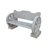 Banc d'extérieur en granit gris sculpté à la main, poli, 120 cm, sculpture de jardin traditionnelle avec garantie de 5 ans