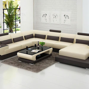 Muebles de Sala de Estar, Sofá de Cuero Seccional en Forma de U, Moderno y de Gran Tamaño - Product Image 1
