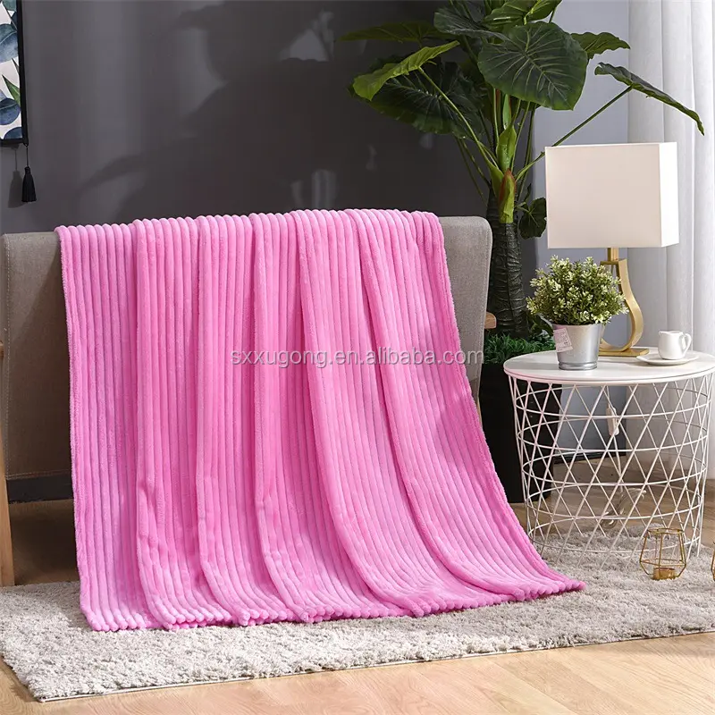 Günstige Top-Qualität Super Soft Stripe Design Reine Farbe Home Luxus Überwurf decken Decke Qualität Decke für den Winter