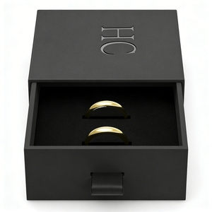 กล่องใส่แหวนหมั้น ดีไซน์หรูหรา สัมผัสนุ่ม กล่องโชว์เครื่องประดับแบบลิ้นชัก บุผ้ากำมะหยี่ ปั๊มลายเฉพาะจุด โลโก้สั่งทำได้ โรงงานผลิตโดยตรง - Product Image 5