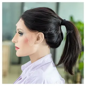 Qingdao Factory Wholesale Large Layered Kosher Certificated Lace Top Human Hair Ponytail Wig