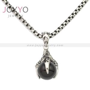 Liontin Kalung Baja Anti Karat Pria Trendi, Batu Hitam <span class=keywords><strong>Dragon</strong></span> <span class=keywords><strong>Ball</strong></span>, Gaya Punk - Product Image 1