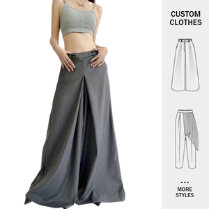 Moda personalizzata nuova comoda maglia Casual in cotone e <span class=keywords><strong>lino</strong></span> <span class=keywords><strong>grigio</strong></span> con cerniera laterale da donna di grandi dimensioni - Product Image 1