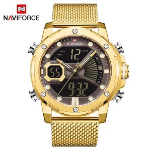 Reloj de Pulsera Digital <span class=keywords><strong>NAVIFORCE</strong></span> <span class=keywords><strong>9172</strong></span> con Correa de Acero Dorado y Cuarzo, Relojes Deportivos Resistentes al Agua para Hombre, Reloj Masculino - Product Image 1
