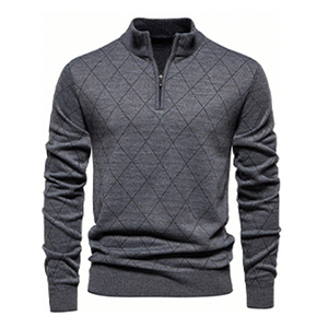 Vente en gros de <span class=keywords><strong>pull</strong></span> à col roulé zippé pour hommes avec logo personnalisé Oem Odm <span class=keywords><strong>Pull</strong></span> à col roulé vintage épais à revers Boxy <span class=keywords><strong>Pull</strong></span> en tricot court - Product Image 5
