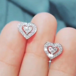 Pendientes de diamantes blancos con corte en forma de corazón en oro blanco con diamantes naturales para boda, estilo romántico para mujer, certificados por GIA. - Product Image 3