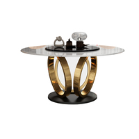 Table à manger ronde en marbre, design italien, ensemble en acier inoxydable, table moderne