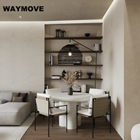 WAYMOVE Cuisine moderne en panneaux de particules MDF, finition marbre brillant, laque acrylique, avec charnières, glissières de tiroir, robinet, panier et évier