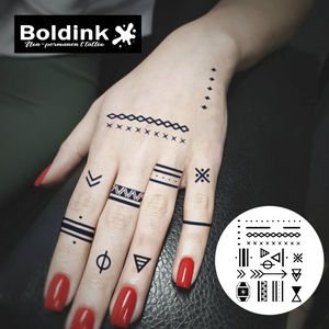 <span class=keywords><strong>Tatuaje</strong></span> Temporal Semipermanente a Prueba de Agua con Diseño Geométrico Tribal, Triángulo y Líneas Estéticas Personalizadas de Boldink - Product Image 2