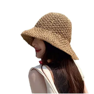Bagnino cappello di paglia protezione solare Flat ripiano Femme Oem/Odm protezione Gorras Homme Boater lusso Sombrero De Paja Rayas Negras
