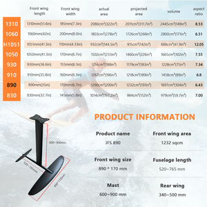 โรงงาน OEM เชี่ยวชาญด้านฟอยล์คาร์บอนเต็มแผ่น JFS830 894 ตารางเซนติเมตร สำหรับ SUP ไฮโดรฟอยล์ อีฟอยล์ วิงปั๊ม เซิร์ฟ ไคท์เซิร์ฟ ตามสเปคโรงงาน OEM รุ่น JFS830 - Product Image 3