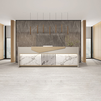 Panneau moderne de réception de bureau à motif de marbre Caisse enregistreuse en bois Salon de beauté Bar pour hôtels et hôpitaux