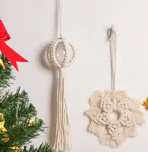 波西米亚家居装饰棉绳手工编织圣诞雪花球装饰品