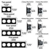 Interruptores y Enchufes de Pared WESA Ultrafinos con Botón Pulsador EU de 1/2/3 Vías con Enchufe USB Tipo C, Combinación Libre, Diseño Moderno de Lujo