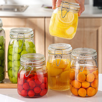 Bocaux en verre transparent à couvercle basculant, contenants hermétiques multi-usages pour cornichons, fruits, légumes et aliments fermentés faits maison