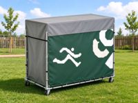 Chariot de rangement extérieur pour matelas de gymnastique en contreplaqué marin avec cadre en acier et roues, organisateur de jouets pour aire de jeux de maternelle