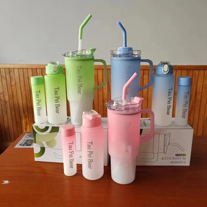 Bouteille d'Eau Sportive en Plastique Grande Capacité 40oz, Gourde 3 en <span class=keywords><strong>1</strong></span> pour Salle de Sport et Fitness, Mug à Café et Gobelet de Voiture en Plastique - Product Image 4