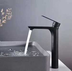 Vòi chậu rửa mặt bằng hợp kim kẽm đen cao cấp, nóng lạnh, lắp đặt trên mặt bàn, một lỗ - Product Image 3