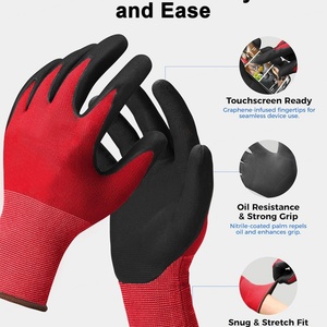 Guantes de Trabajo de Seguridad Personalizables al por Mayor Directo de Fábrica, Tejido Sin Costuras de Nailon Negro con Agarre de Nitrilo Microespumado, Talla Mediana - Product Image 4