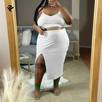 L801153 Fabricants de vêtements Ensemble deux pièces haut uni et jupe sexy fendue pour femmes grande taille sur mesure Vêtements pour femmes 2025