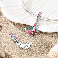 Bouteilles à vœux phosphorescentes en forme de crabe et d'écrevisse, perles breloques pour bijoux DIY, bracelets, accessoires, placage argent