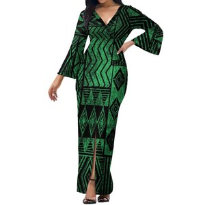 Nouveau grande taille Tonga polynésien Tribal vêtements 3/<span class=keywords><strong>4</strong></span> manches évasées coupe ajustée longues robes décontractées femmes élégant <span class=keywords><strong>Kora</strong></span> femme Vestidos - Product Image 4