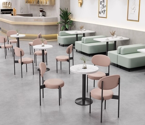 Nouvelle conception élégante de bancs de <span class=keywords><strong>restaurant</strong></span>, ensembles de table à manger en marbre et de chaises en métal, ensembles de canapés pour café, hôtel, salon de thé - Product Image 4