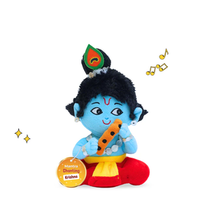 Muñeco de Peluche Pequeño de Krishna de 22 cm con Sonido de Mantra, Hilo para Colgar y Tela Suave No Tóxica para Niños de 2 a 4 Años - Product Image 1