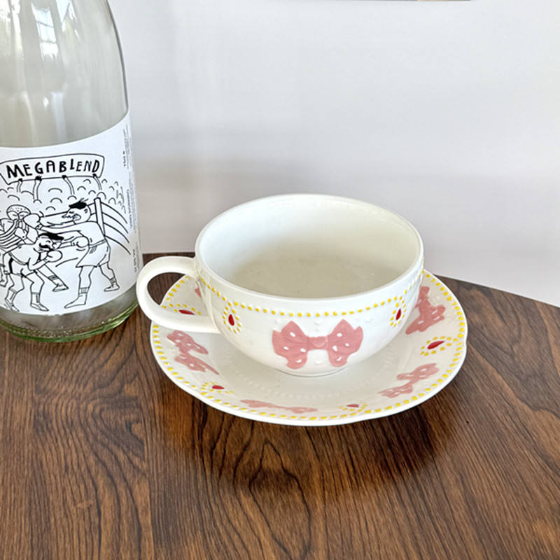 Pink mug and saucer set