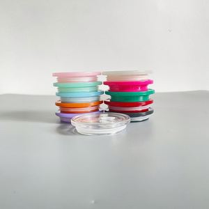 Reusable Colorful <b>Plastic</b> Replacement Lid for 16Oz Double Wall Snow Globe Glass Can with Flip up Straw Camping Use - Product Image 3