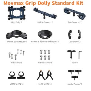 Movmax Grip Capacity 90kg Roues optimisées Caméra vidéo <span class=keywords><strong>Dolly</strong></span> <span class=keywords><strong>System</strong></span> for Curved Tracks Options de montage polyvalentes - Product Image 6