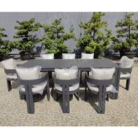 Ensemble de salle à manger d'été en fonte d'aluminium pour jardin et patio, table et chaises d'extérieur