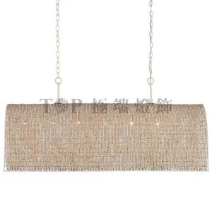 Lustre Arqué en Bois Perlé Tressé à la Main, Long, E27, à Six Têtes, Luminaire Décoratif pour Restaurants - Product Image 4