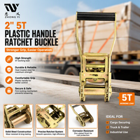 Tendeur robuste à cliquet 2 pouces 5T avec poignée en plastique pour fixation de cargaison sur plateau de camion et remorque, équipement de transport