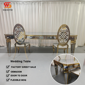 Miroir de table en acier inoxydable avec cadre doré personnalisé pour la salle à manger, les meubles d'hôtel, les banquets de mariage, les anniversaires et les événements - Product Image 2