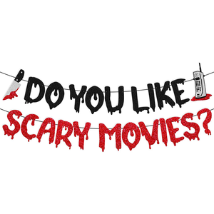 Decorazioni per Festa a Tema Cinema: Striscione 'Ti Piacciono i Film Horror?' per Serate Horror e Feste 'Have a Killer Scream' - Product Image 1