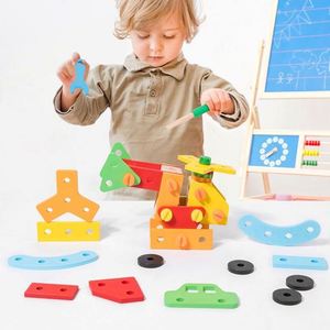 Safe Natural Wood Vehicle Blocks Diy Stem Wooden <b>Tool</b> Construction <b>Set</b> for <b>Kids</b> - Product Image 2