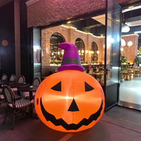 Petit chapeau de sorcière gonflable d'Halloween en forme de citrouille, visage de dessin animé, publicité personnalisée, étanche, alimenté par USB, durable pour fête de jardin