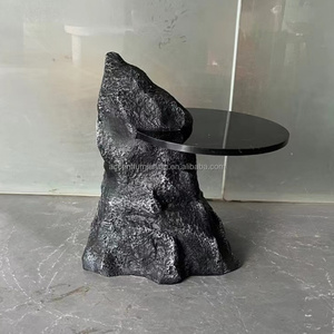 Mesa auxiliar FRP moderna con base de textura de roca Mesa FRP de sentido artístico moderno Mesa de centro de granja - Product Image 3