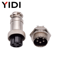 Conector Circular GX16 de Metal Plateado de 16 mm, Adaptador de Corriente de 2-10 Pines, Montaje en Panel, con Tapa Antipolvo